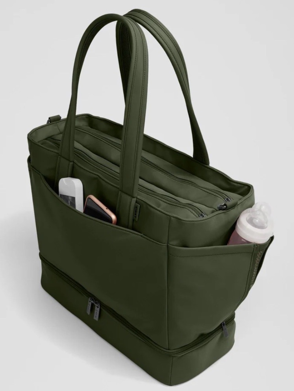 Away Travel Double Diaper Tote Olive Green